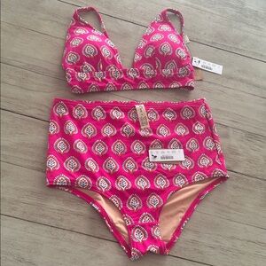 SZ Blockprints™ X J.Crew deep-V french  top /high-waisted bottom in Bagru print